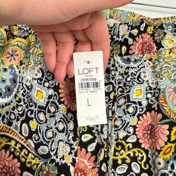 New Loft Bright Colorful Floral Elastic Waist Drawstring Pants Large Breathable - Picture 3 of 7
